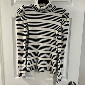 Veronica Beard Cedar Striped Black and White Turtleneck Top